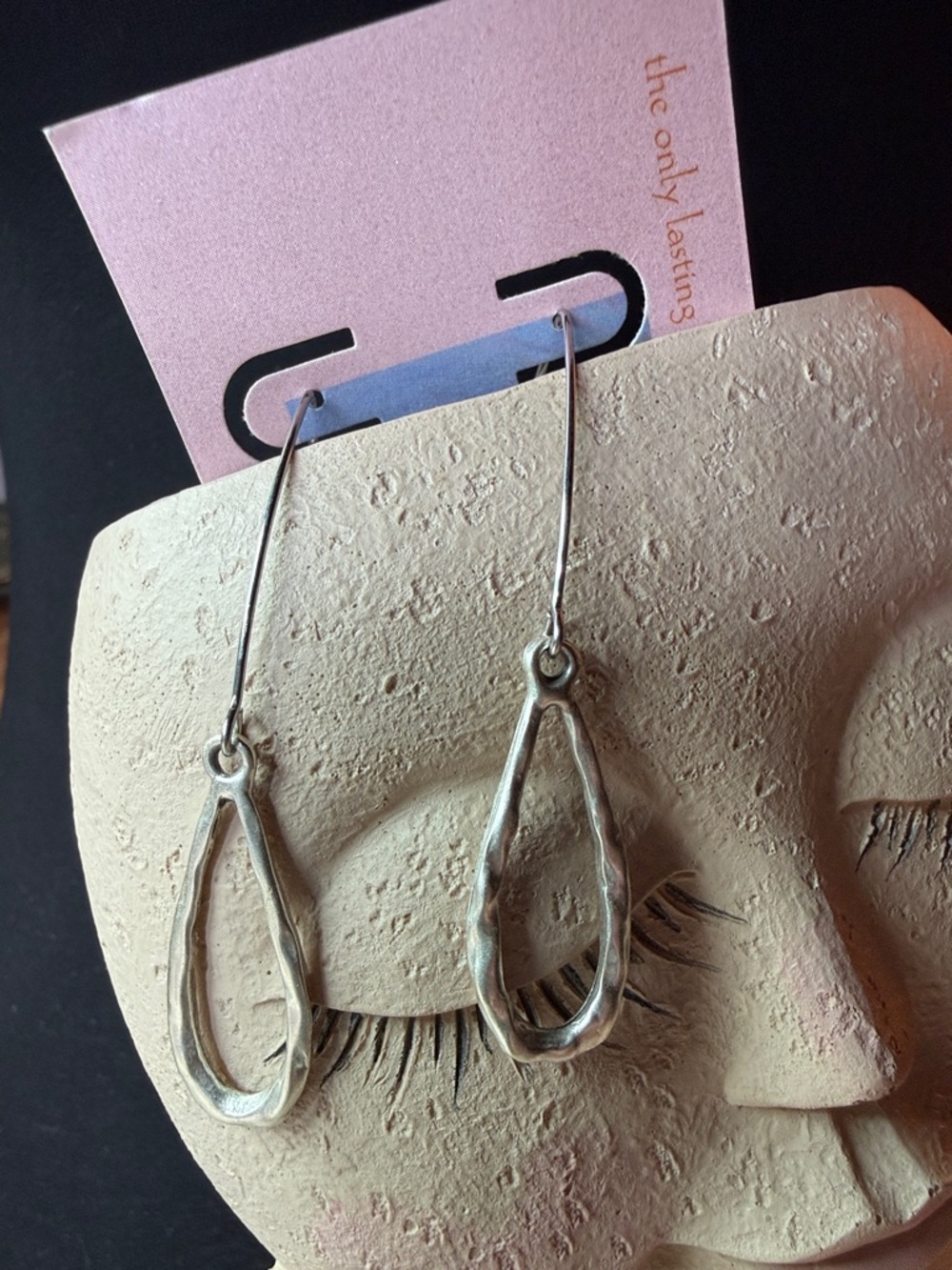 Silver Organic Teardrop Dangle Earrings - Silver